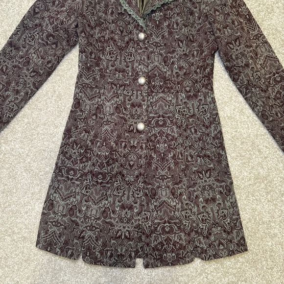 Vtg y2k Papillon Los Angeles Women Brocade Lace Collar Coat Jacket Size S Whimsy - Picture 5 of 9